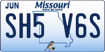 MO license plate SH5V6S