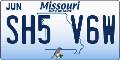 MO license plate SH5V6W
