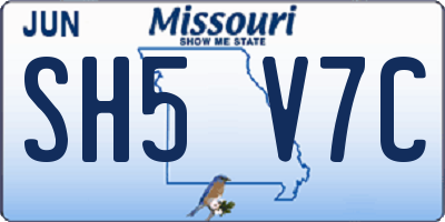 MO license plate SH5V7C