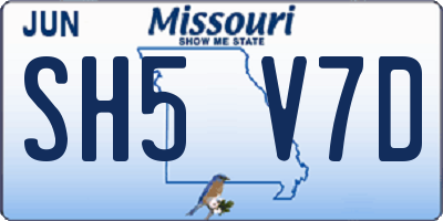 MO license plate SH5V7D