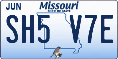 MO license plate SH5V7E