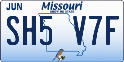 MO license plate SH5V7F