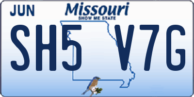MO license plate SH5V7G