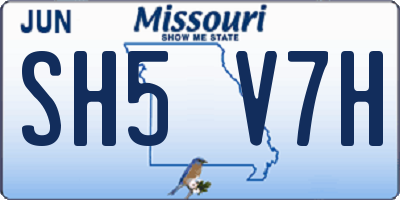 MO license plate SH5V7H