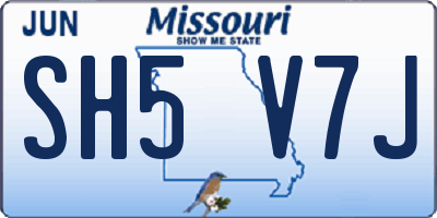 MO license plate SH5V7J