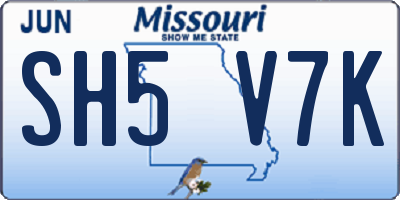 MO license plate SH5V7K