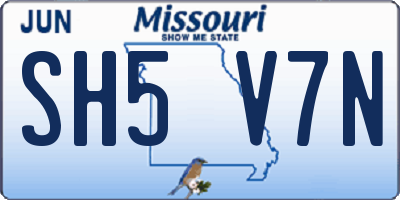 MO license plate SH5V7N