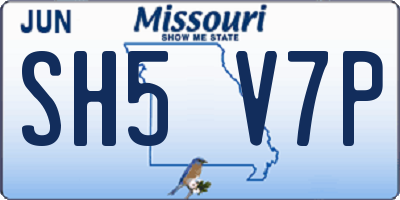 MO license plate SH5V7P