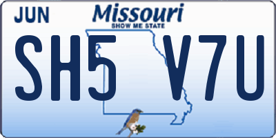 MO license plate SH5V7U