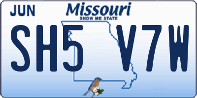 MO license plate SH5V7W