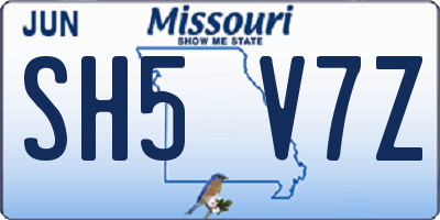 MO license plate SH5V7Z