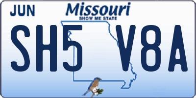 MO license plate SH5V8A