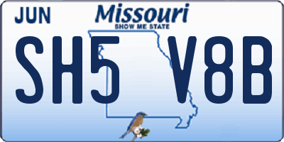 MO license plate SH5V8B