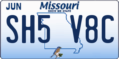MO license plate SH5V8C