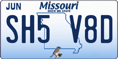 MO license plate SH5V8D