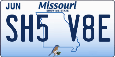 MO license plate SH5V8E
