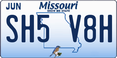 MO license plate SH5V8H