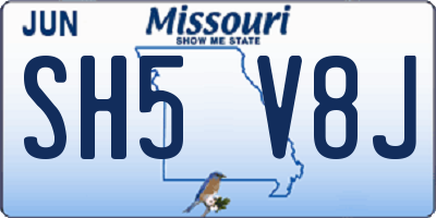 MO license plate SH5V8J