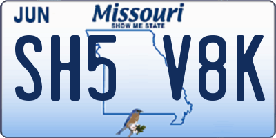 MO license plate SH5V8K