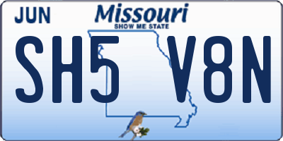 MO license plate SH5V8N