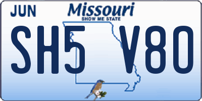 MO license plate SH5V8O