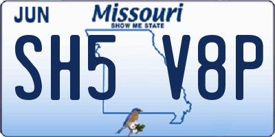 MO license plate SH5V8P
