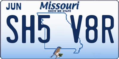 MO license plate SH5V8R