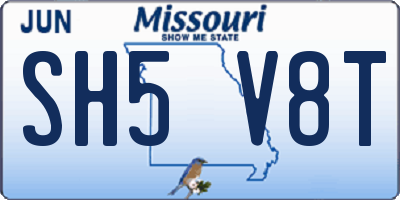 MO license plate SH5V8T
