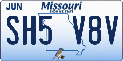 MO license plate SH5V8V