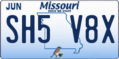 MO license plate SH5V8X