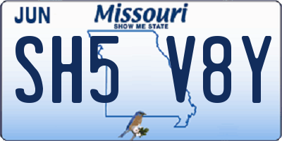 MO license plate SH5V8Y