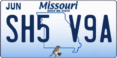 MO license plate SH5V9A