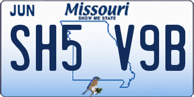 MO license plate SH5V9B