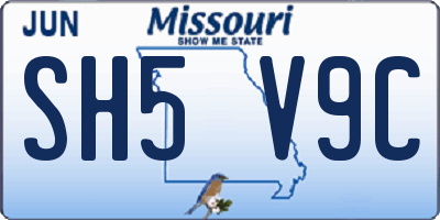 MO license plate SH5V9C
