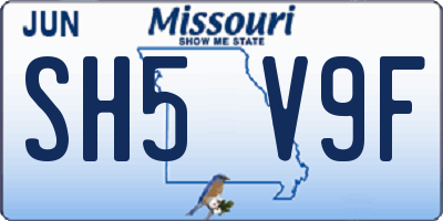 MO license plate SH5V9F