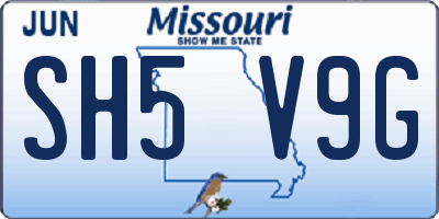 MO license plate SH5V9G