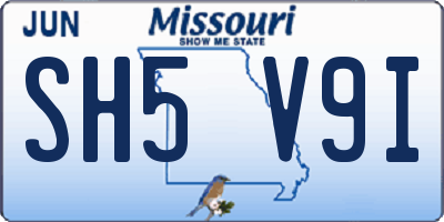 MO license plate SH5V9I
