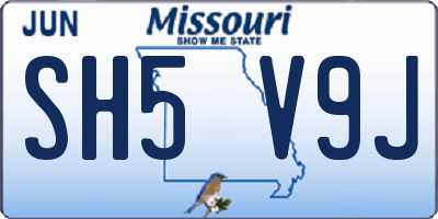 MO license plate SH5V9J