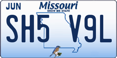 MO license plate SH5V9L