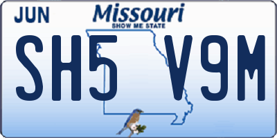 MO license plate SH5V9M