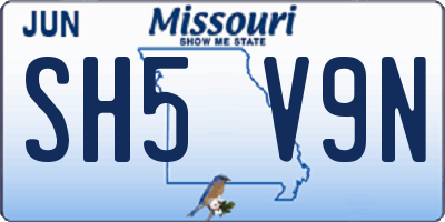 MO license plate SH5V9N