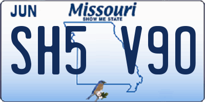 MO license plate SH5V9O