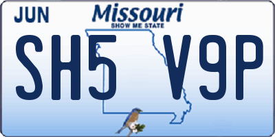 MO license plate SH5V9P
