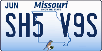 MO license plate SH5V9S