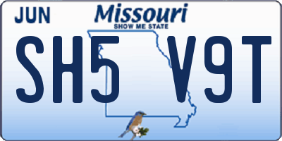 MO license plate SH5V9T