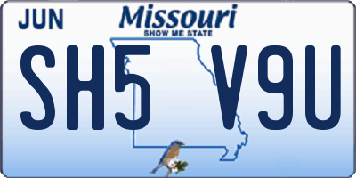 MO license plate SH5V9U