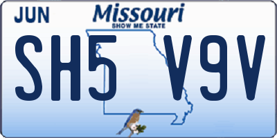 MO license plate SH5V9V