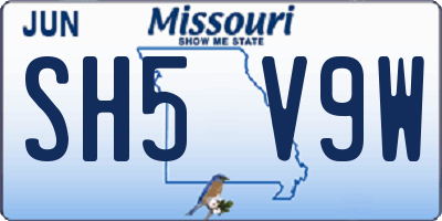 MO license plate SH5V9W