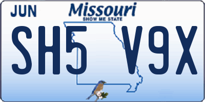 MO license plate SH5V9X