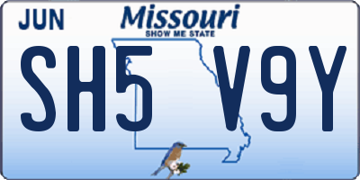 MO license plate SH5V9Y